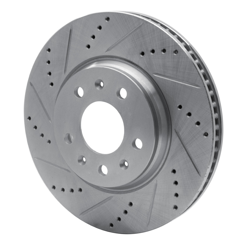 Cadillac CTS Brake Rotor (1) - Front Left - R1 Concepts - Drilled & Slotted - Silver - `03-`08
